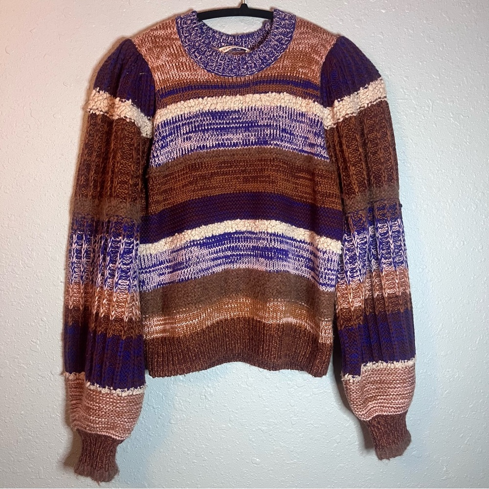 Ulla Johnson Samara Chunky Knit Sweater Striped Wool Alpaca Boho Cozy S
